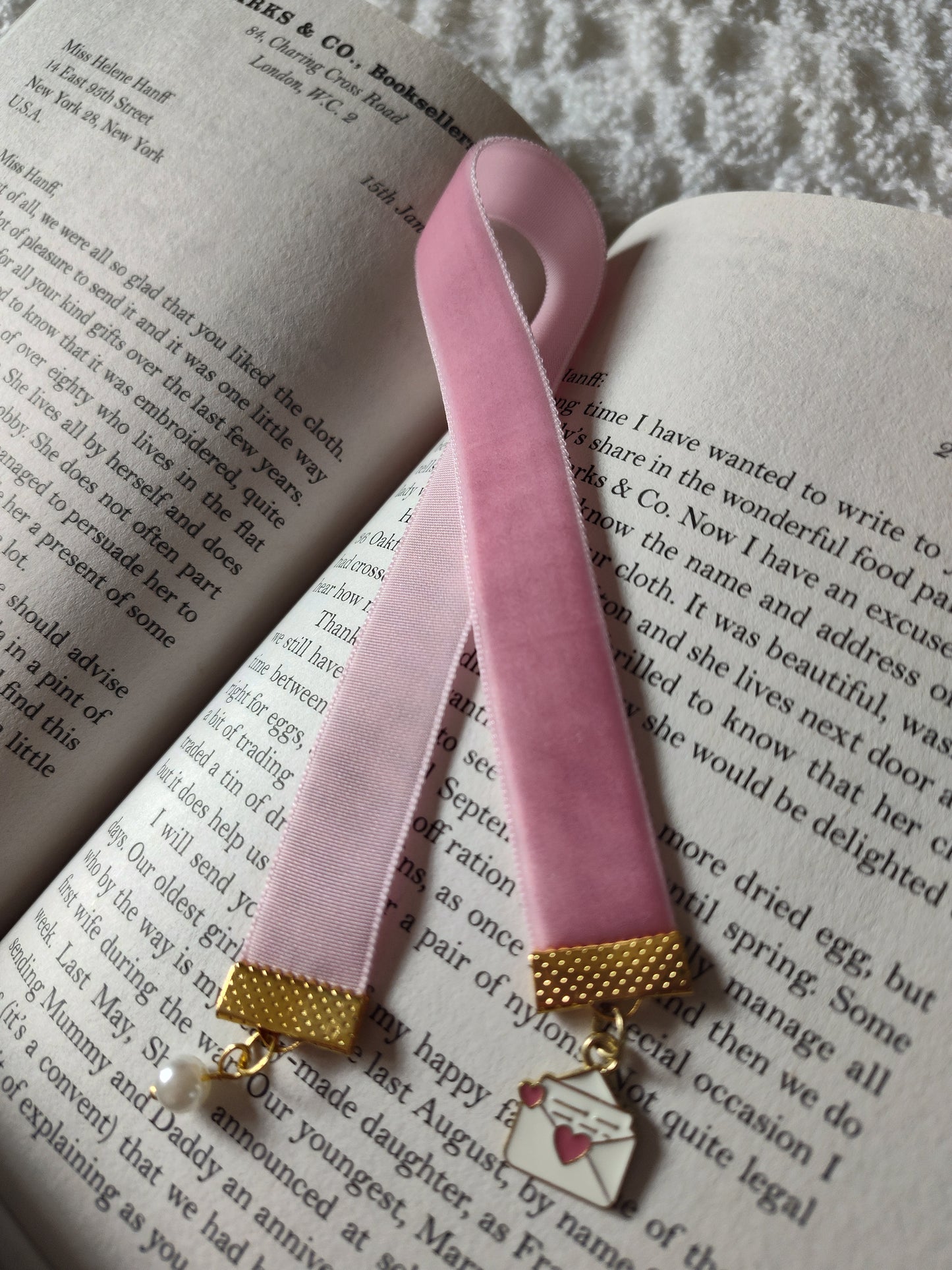 Happy Mail (Envelope) Charm Pink Velvet Bookmark