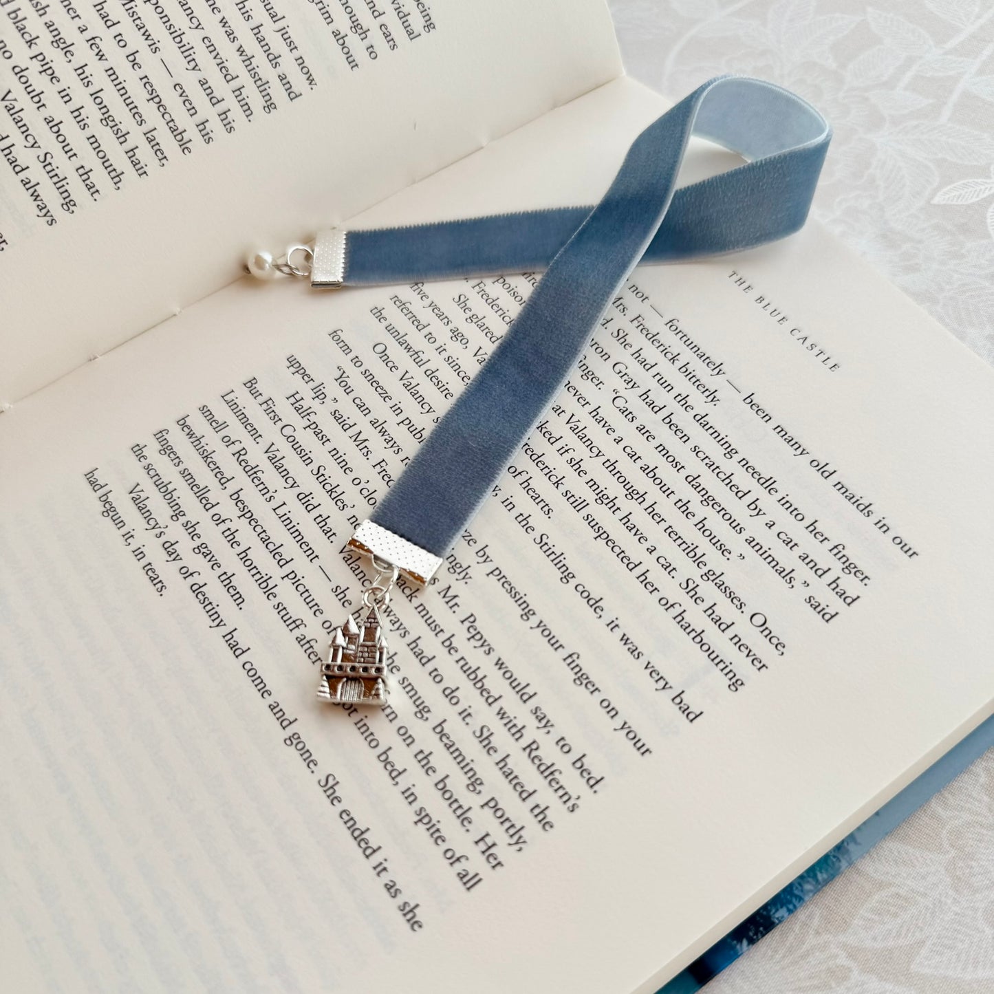 Castle Dusty Blue Velvet Bookmark