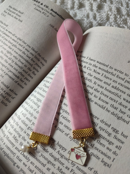 Happy Mail (Envelope) Charm Pink Velvet Bookmark